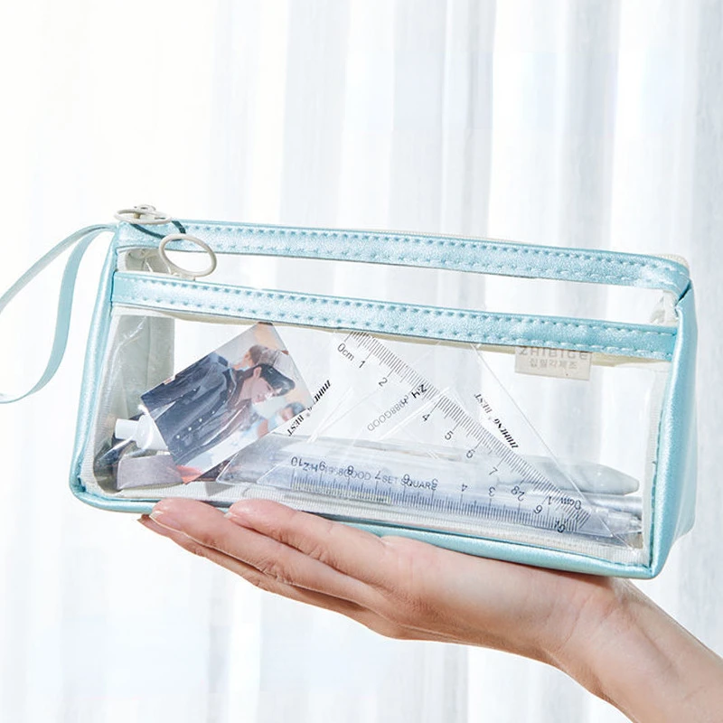 

Pen Shiny Transparent Korean Pencil Case Special for Japanese Pencil Case Girl Student Kawaii Stationery Bag