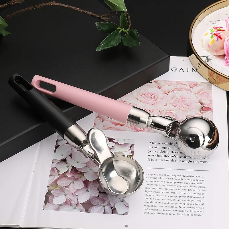 New Ice Cream Scoops Stacks Stainless Steel Ice Cream Digger Non-Stick Fruit Ball Maker Watermelon Spoon Tools 1pc