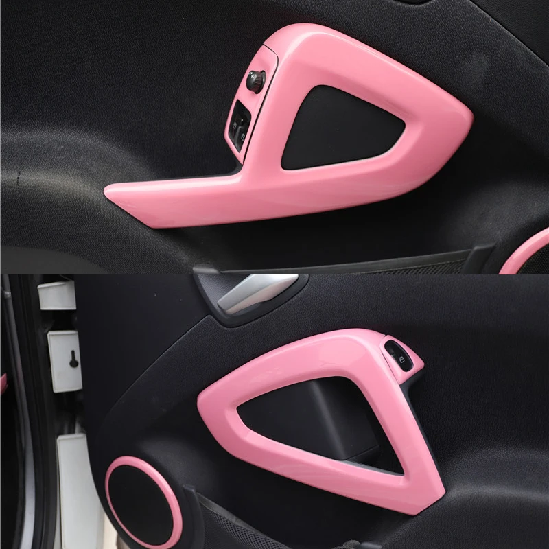 Car Sticker Pink Interior Door Bracciolo Cornice Decorativa Per 09-14 Old Mercedes Smart Fortwo 451 Accessori Per Auto Styling Refit