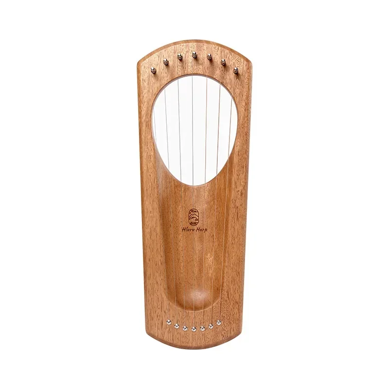 CLEARANCE SALE-Long Harp 7 String Lyre Harp Full Veneer Solid Wood Cherry Wood Creative Design Portable Stringed Instrument