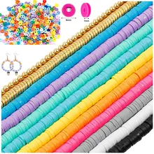 

40CM 350-700Pcs 6mm Flat Round Polymer Clay Beads Chip Disk Loose Spacer For DIY Jewelry Making Bracelet Necklace Earring