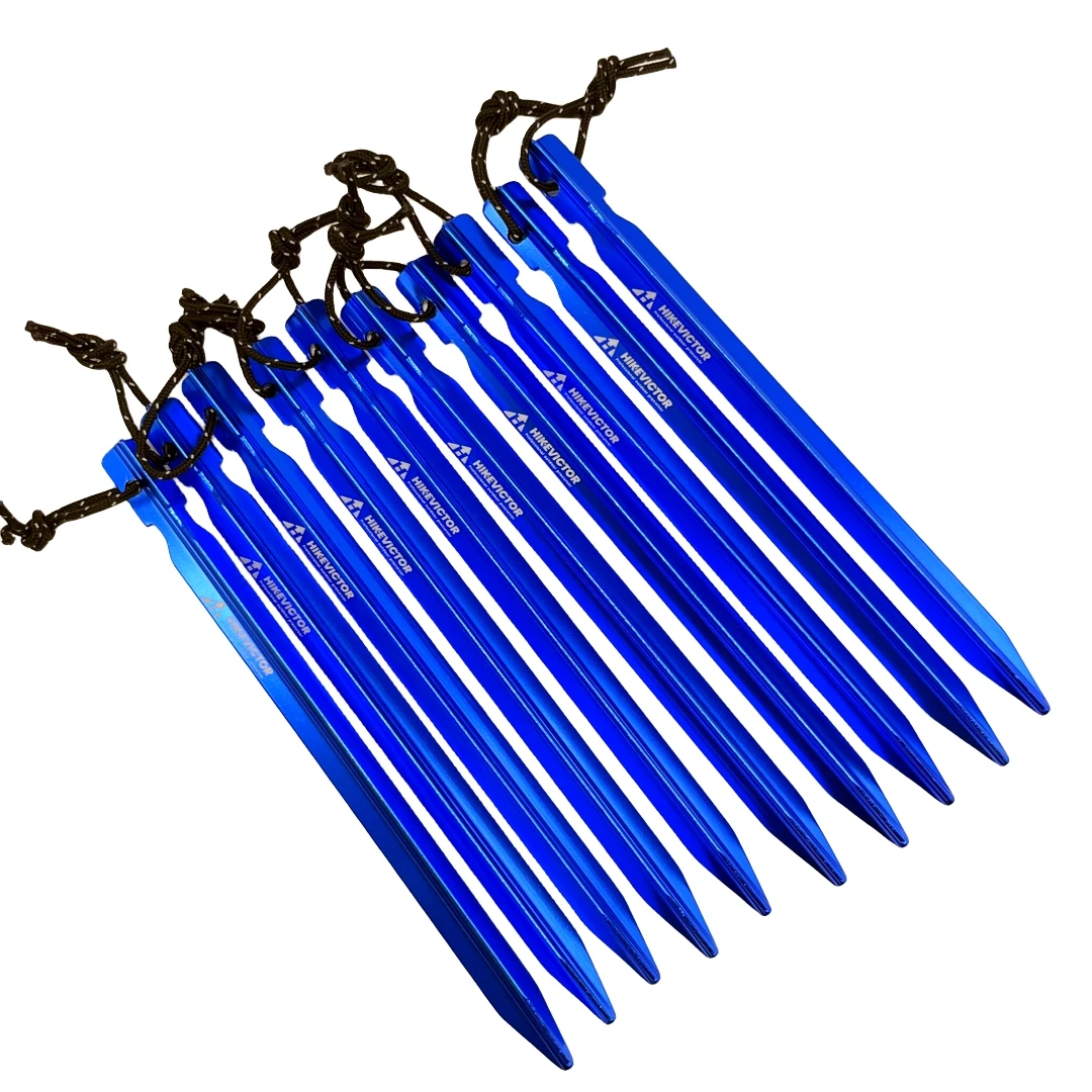 10Pcs 18cm Aluminum Alloy Tent Pegs Camping Tent Accessories Hammer Wind Rope Tent Nail Storage Cover Case Travel tent pegs camping tent accessories