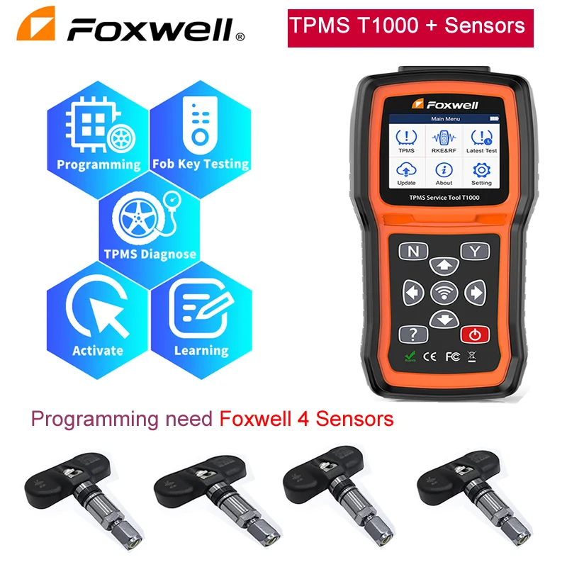 Foxwell T1000 TPMS Tool TPMS Sensors Programming Activate Check RF Key