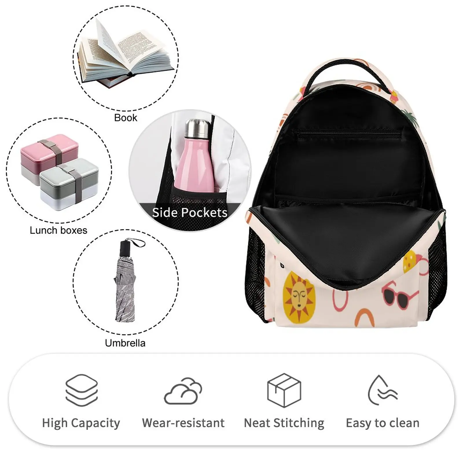 Customized Pattern Student Girls Schoolpack Pencil Case Backpack Large Capacity Shoulder Pencil Case Leisure Travel Bag