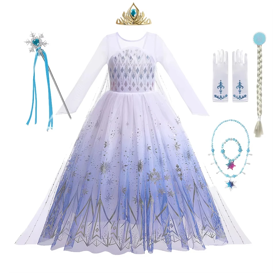 Cosplay Costume for Girls Princess Snow Queen Gowns Halloween Party Carnival Summer