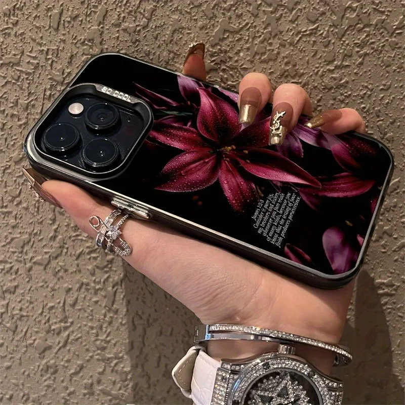 Elegant Deep Red Floral Electroplated TPU Phone Case - Perfect Gift