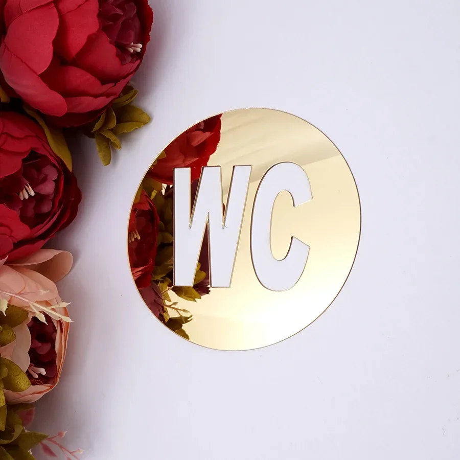 Description Picture 4 of itemAcrylic WC Door Sign Mirror Wall Stickers Toilet Door Sign Bathroom WC Acrylic Sticker Wall Sticker Home for Home Decoration