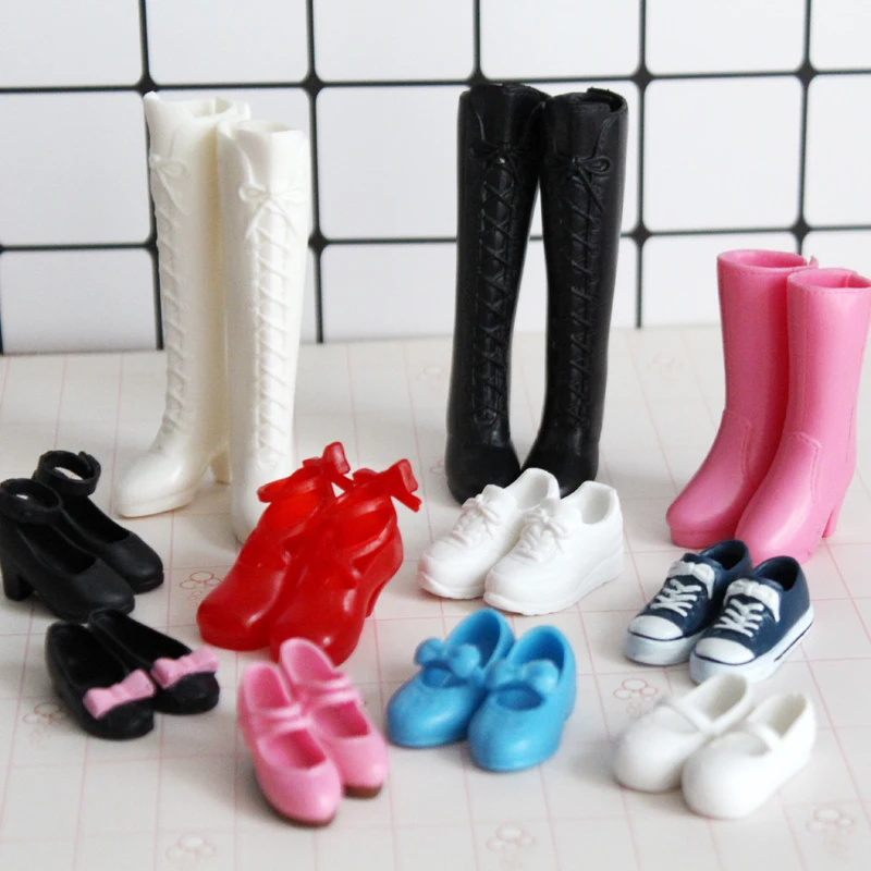 1Pair Doll's Flip-flops Flat High-heeled Canvas Shoes for Blyth Licca Azone OB 30cm Doll Shoes Accessories doll accessories plush doll accessories doll shoes