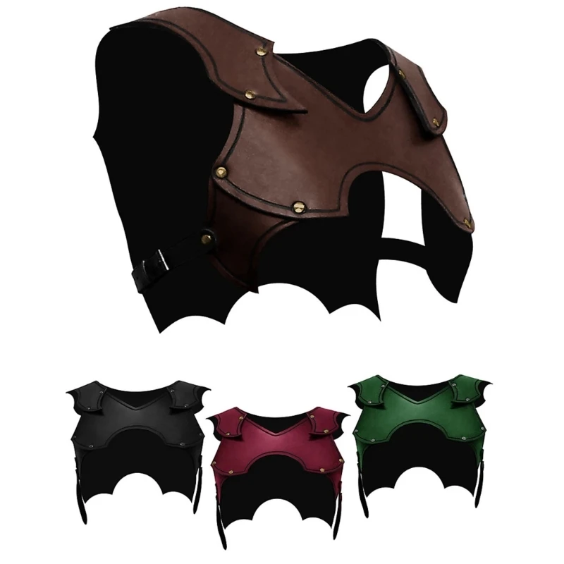 

Y1UE Men Steampunk Adjustable Faux Leathers Body Chest Cosplay Shoulder Armors Buckles Halloween Costume Accessories