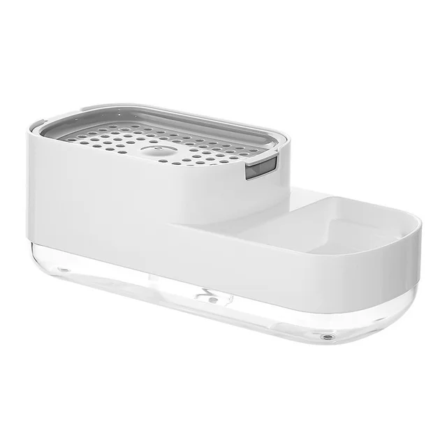 Dispenser di sapone, dispenser automatico di sapone liquido, contenitore per spugna da cucina, dispenser di sapone manuale per cucina_voghion.com