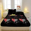 1 Simple Modern Heart-Shaped Printed Matte Fitted Sheet, Bedroom Printed Bed Cover, Bedding (Excluding Pillowcases) 3