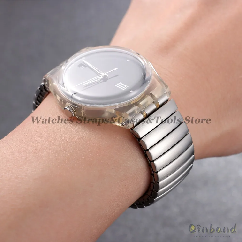 Elastic Metal Stretch Expansion Stainless Steel Watch Band Replacement Bracelet