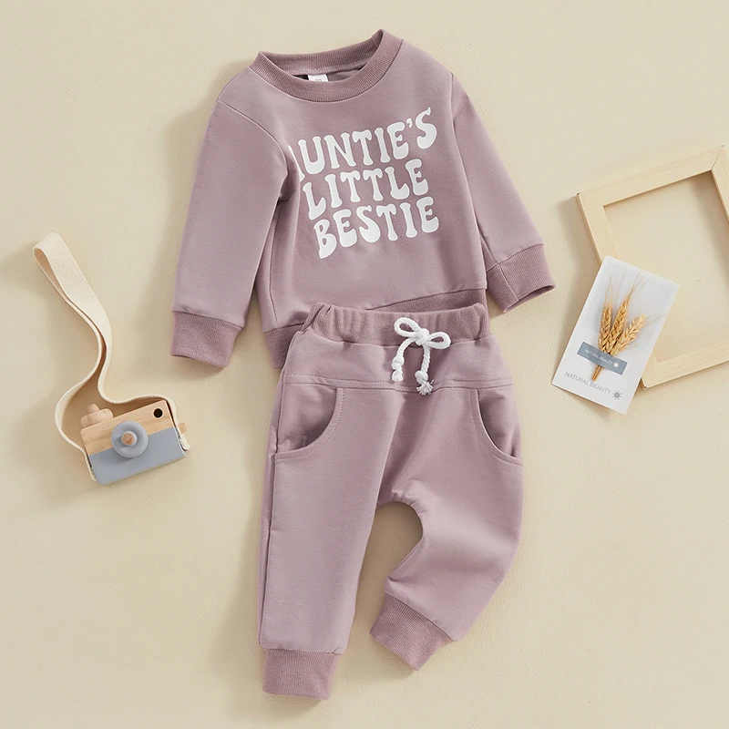 -12-05 Lioraitiin Toddler Baby Boy Clothes Set Letter Print Long Sleeve Pullover Tops Sweatshirt Pants Fall Winter Outfits