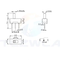 20Pcs SS12D00 Interruptor On-Off Mini Slide Switch 3pin 1P2T 2 Position High Quality Toggle Switch Handle length:3MM/4MM/5MM/6MM - Image 6