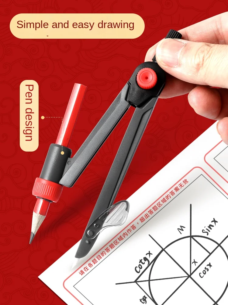 Plastic Clip Pen Compass Entrance Examination Special Round Drawing Multi functional Compass drawing compass