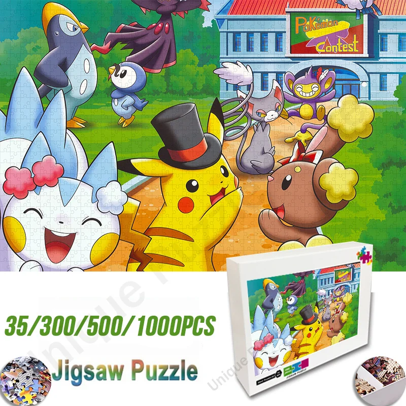 

35/300/500/1000 Pieces Pikachu Jigsaw Puzzle Assembling Decompression Puzzles Toy for Adult Kid Educational Gifts Home Decor