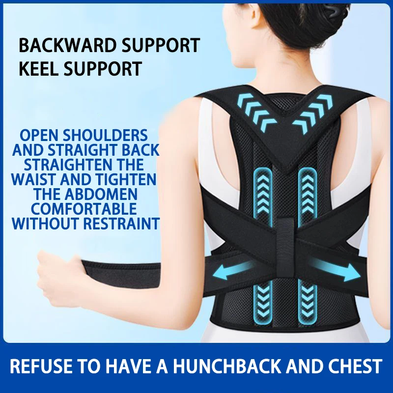 

Posture Corrector Adjustable Back Support Humpback Spine Correction Belt Shoulder Back Support Brace Protect Waist Back Belt