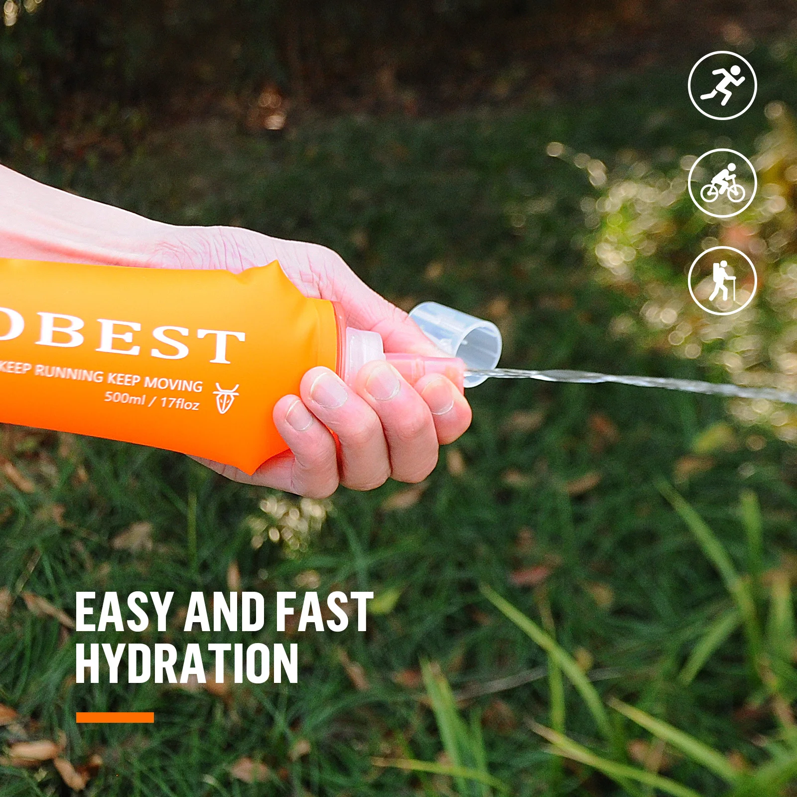 UTOBEST UTR203 250ml 500ml 소프트 플라스크 접이식 접이식 TPU 물병, 수화 팩 조끼 실행