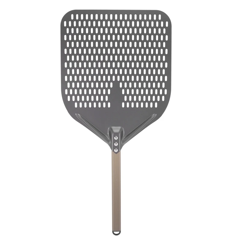 

14 Inch Rectangular Pizza Shovel,Perforated Pizza Paddle Aluminum Pizza Peel,Pizza Tool for Baking