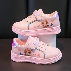 Size 26-37 PU Leather Children Shoes Girls Sport Sneakers Spring Autumn Leisure Kids Shoes Flat School Sneakers Board Shoes