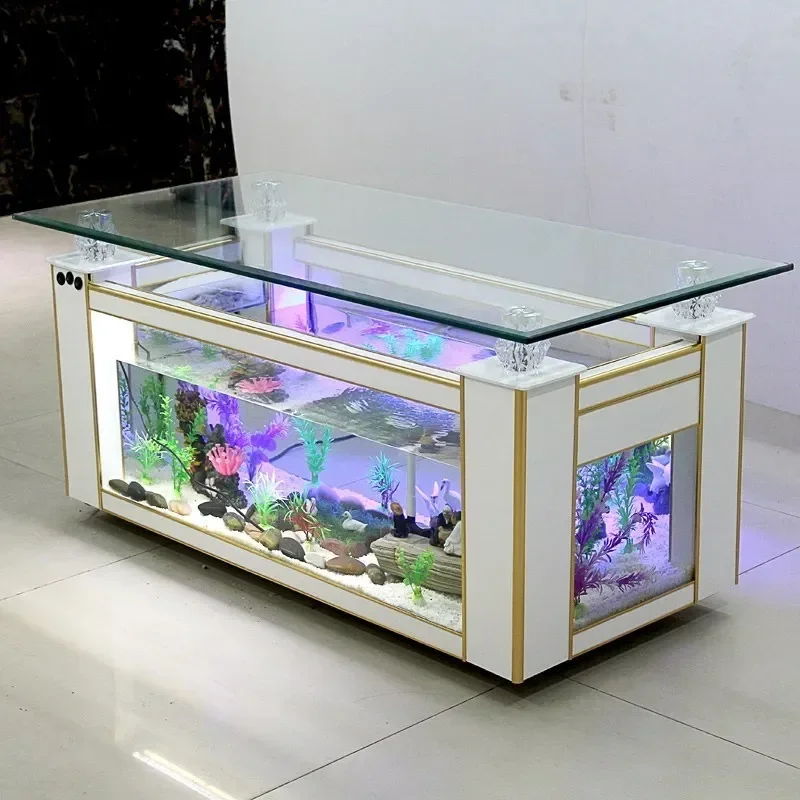 

Small Living Room Rectangular Ecological Fish Tank Aquarium Coffee Table Creative Independent Open Tea Turtle Jar