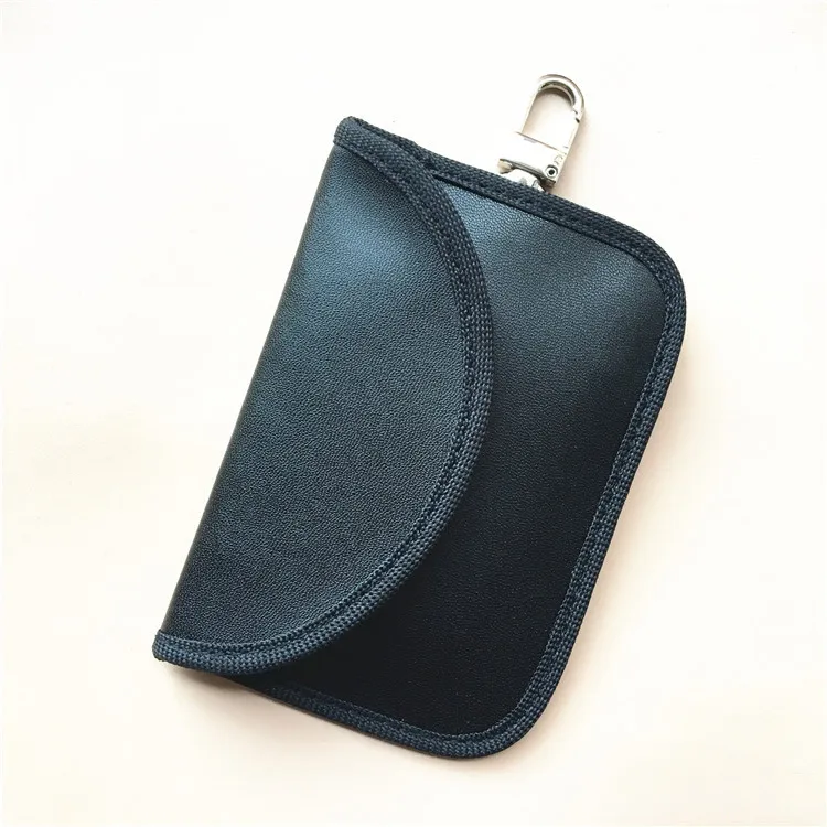 가죽 자동차 키 케이스(키체인 포함), RFID 도난 방지 키 커버, 이중 레이어
