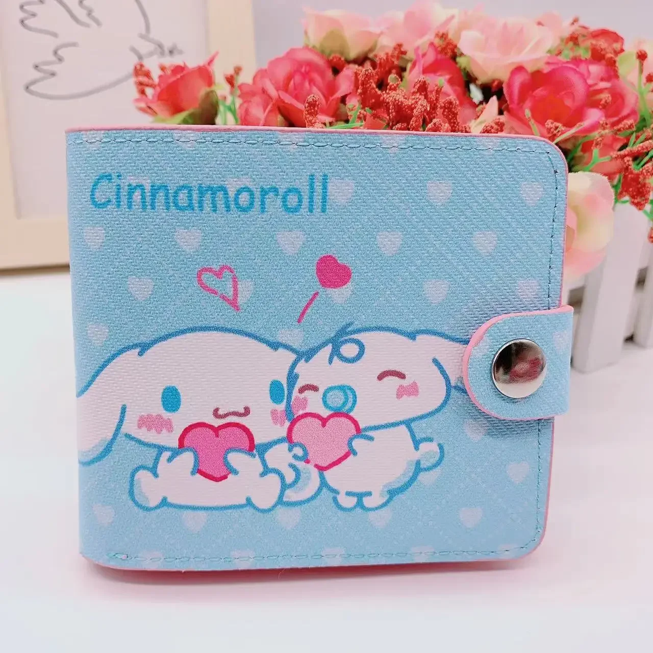 Sanrio Women's PU Wallet Cartoons Hello Kitty Kulomi Melody Cinnamoroll Printing Portable ID Card Holders Coin Purse Girl Gifts
