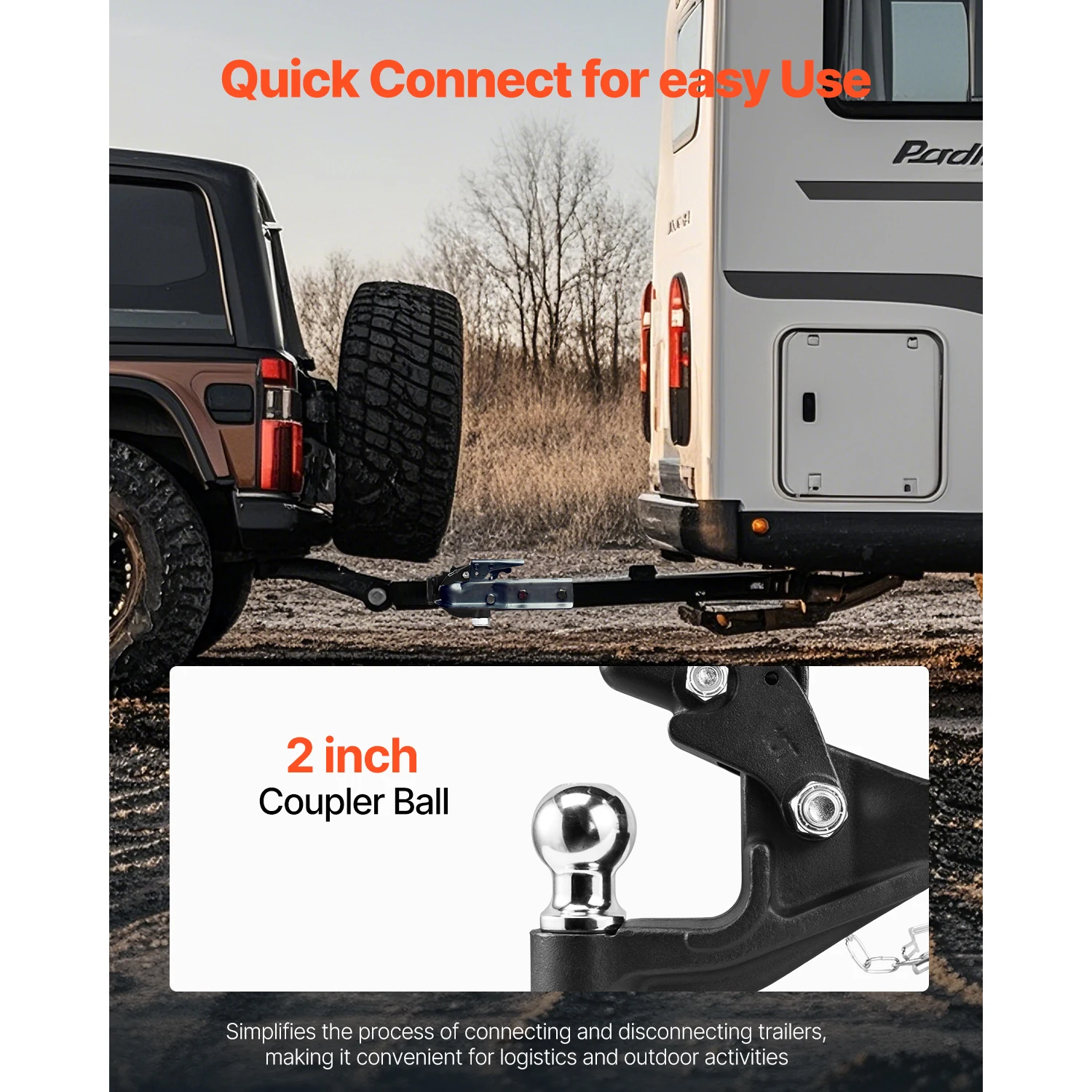 SucceBuy Pintle Towing Hook Hitch Combination 2in/ 2-5/16in Receiver Ball for 2in Hitch Hook fits 2.5 - 3in Lunette Ring