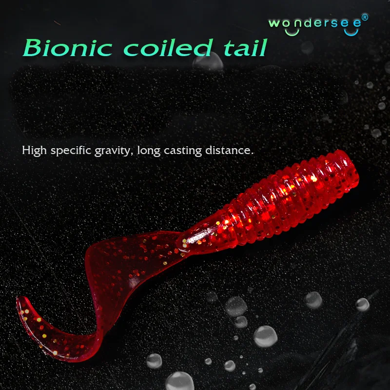Soft Bait Worm Fishing Lure 25mm 30mm 35mm PVC Bionic Coiled Tail Moggot Grub Lure Wobblers Carp Swimbait 50PCS fishing lure,carp fishing bait