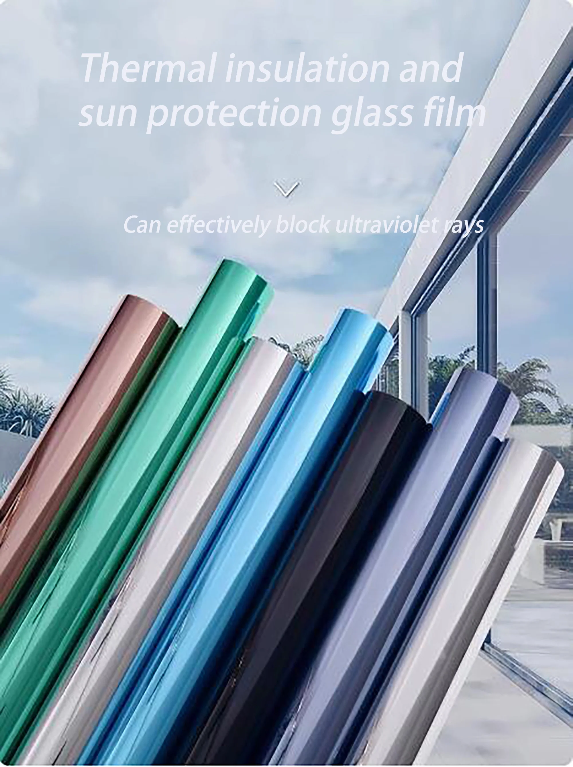 Large size one-way mirror window film anti peeping, sun protection, UV protection glass sticker self-adhesive window film - Image 2