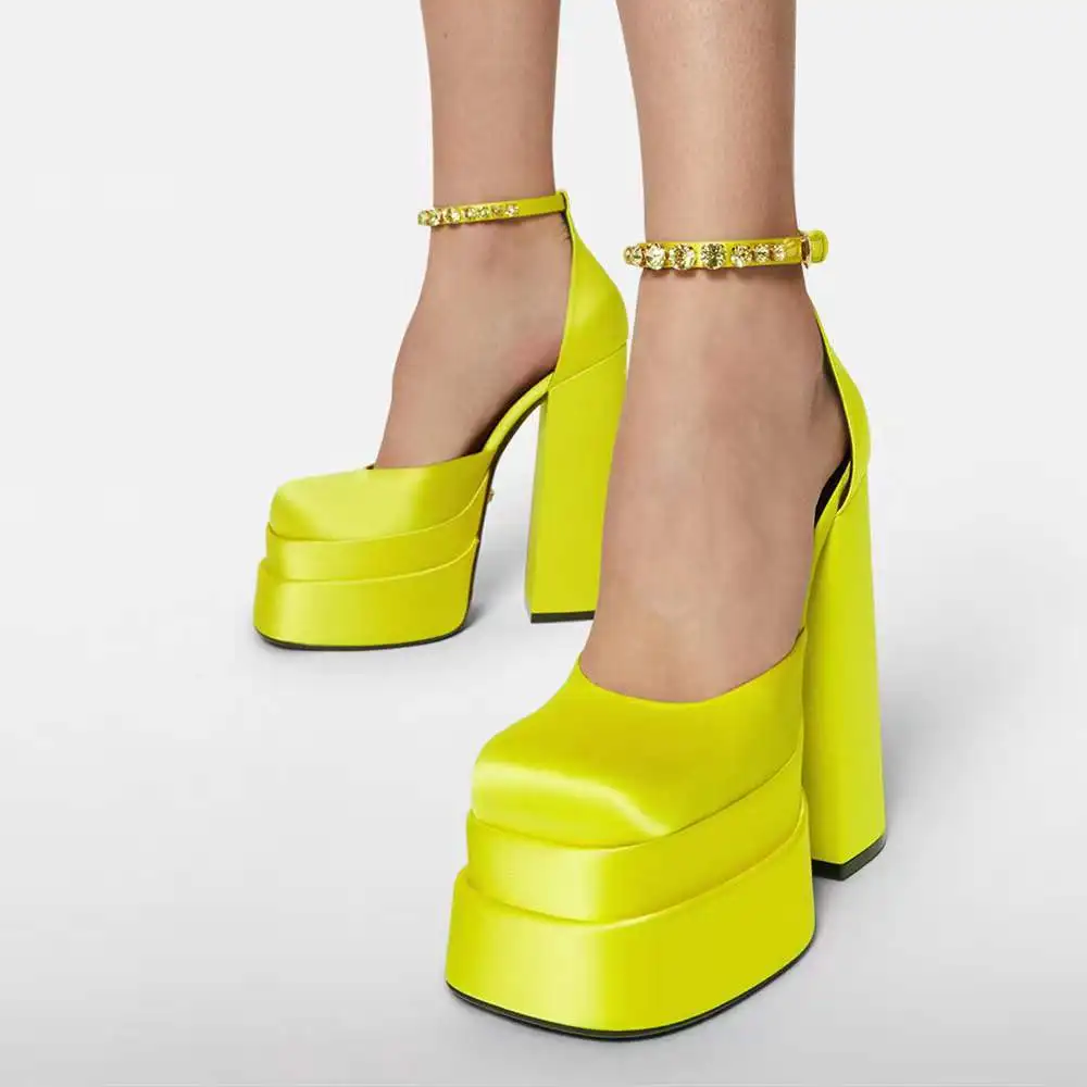 

SDTRFT SUMMER Round Toe Sandals 15cm Thick High Heels Platform Diamond Buckle Shoes Woman Pumps Steel Pipe Dance zapatos mujer