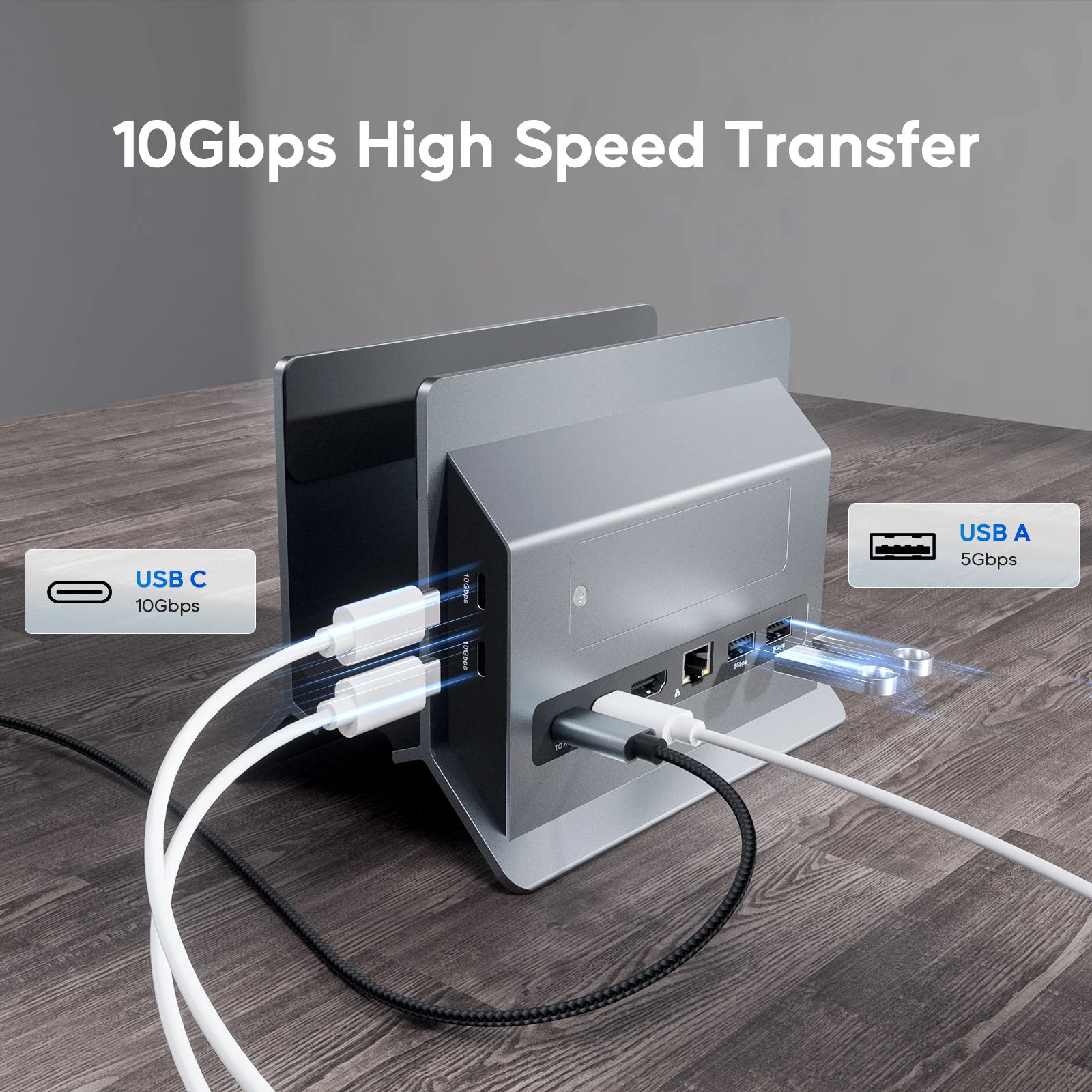 PULWTOP Vertical USB C Docking Station  with 4K@60Hz HDMI, 3 USB, SD/TF, PD3.0, RJ45, 3.5mm Audio for MacBook Pro/Air,Laptop 4