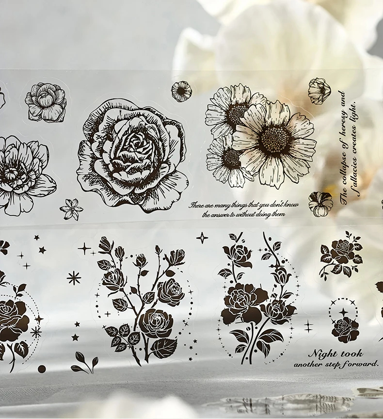 60mm * 2m PET Pflanze Blume Thema Bänder Aufkleber Kreativität Scrapbooking Hand Konto Klebstoff handgemachte Diy Junk Journal liefert – Detail 8