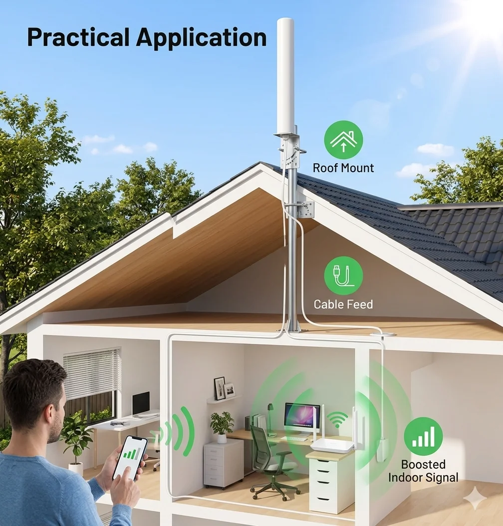 고이득 22dBi 4G/5G 600-6000mhz 광대역 전방향 안테나 IP67 방수 비용 효율적인 신호 증폭 안테나