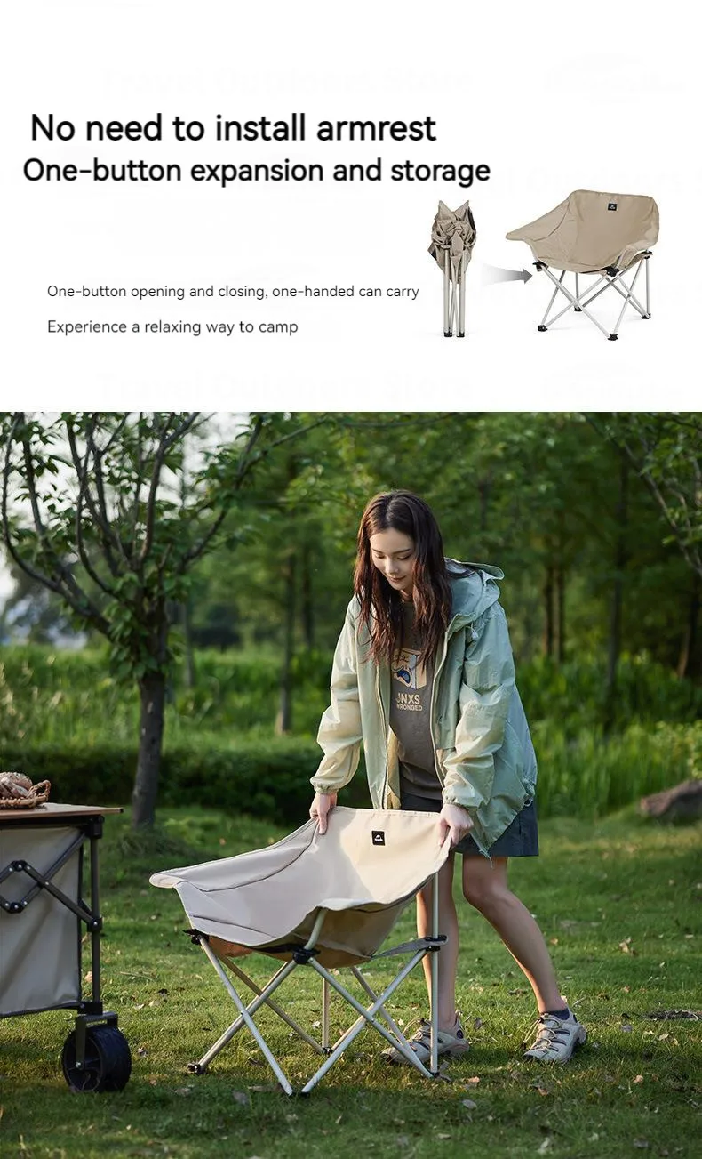 Description Picture 5 of itemNaturehike Folding Moon Chair Lightweight Armchair Portable Backrest Seat Stool for Outdoor Camping Fishing Travel 110kg Bearing