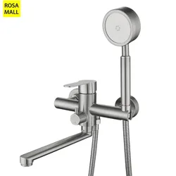 Bathroom 304 Stainless Steel Bathtub Faucet Set Shower Mixing Valve Hot and Cold Faucet Wall Mounted Shower Set  Shower System