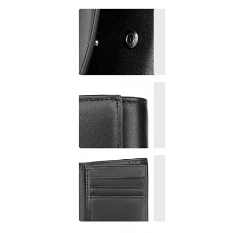 GENODERN Business Men's Leather Wallet Tri-Fold Multi-Card-Slot Wallet US Gold Clip Coin Pocket 6