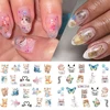 12pcs Cute Cat Nail Water Sticker Kawaii Anime Watercolor Design Foil for Nail Decals Cartoon Watermark Transfer Manicure Slider 5