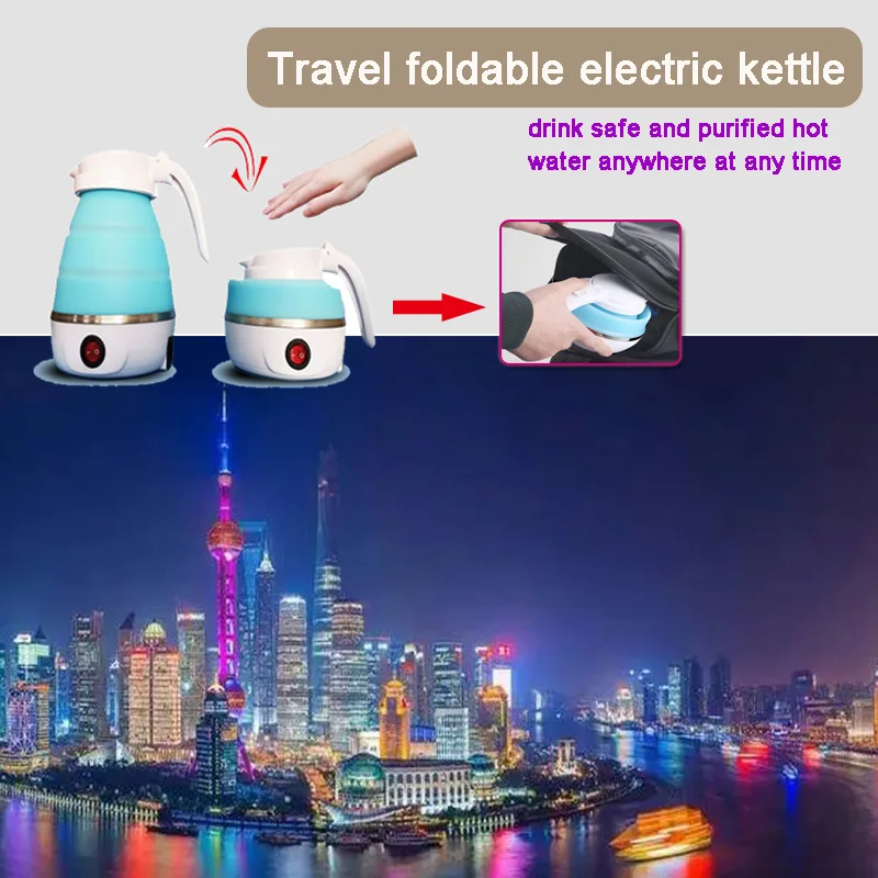 Portable Folding Electric Kettle Food Grade Silicone Single Switch Travel Boiling Water Electric Collapsible Thermos Heater travel switch d4n 4172 d4n 4272 d4n 4a72 d4n 4b72