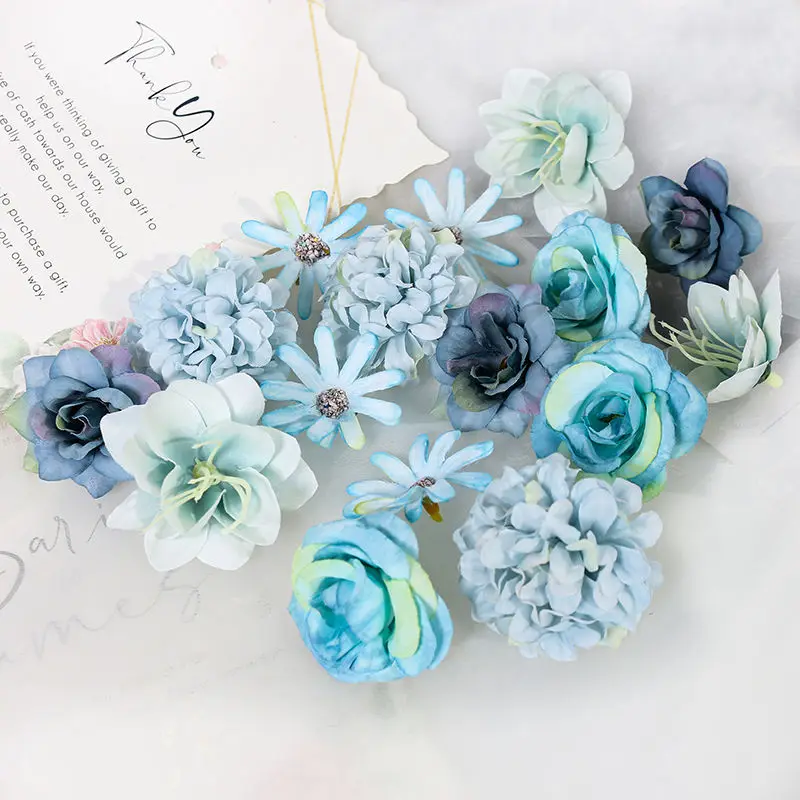20 Fiori Finti In Seta Assortiti - Teste Di Fiori Artificiali Per Fai Da Te E Decorazioni - 2