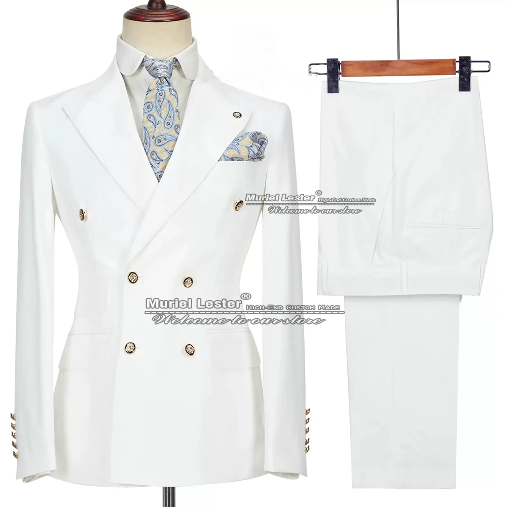 

White/Navy/Black Mens Suits Slim Fit Double Breasted Grooms Blazer Wedding Tuxedos Formal Business Costume Homme Mariage Dress