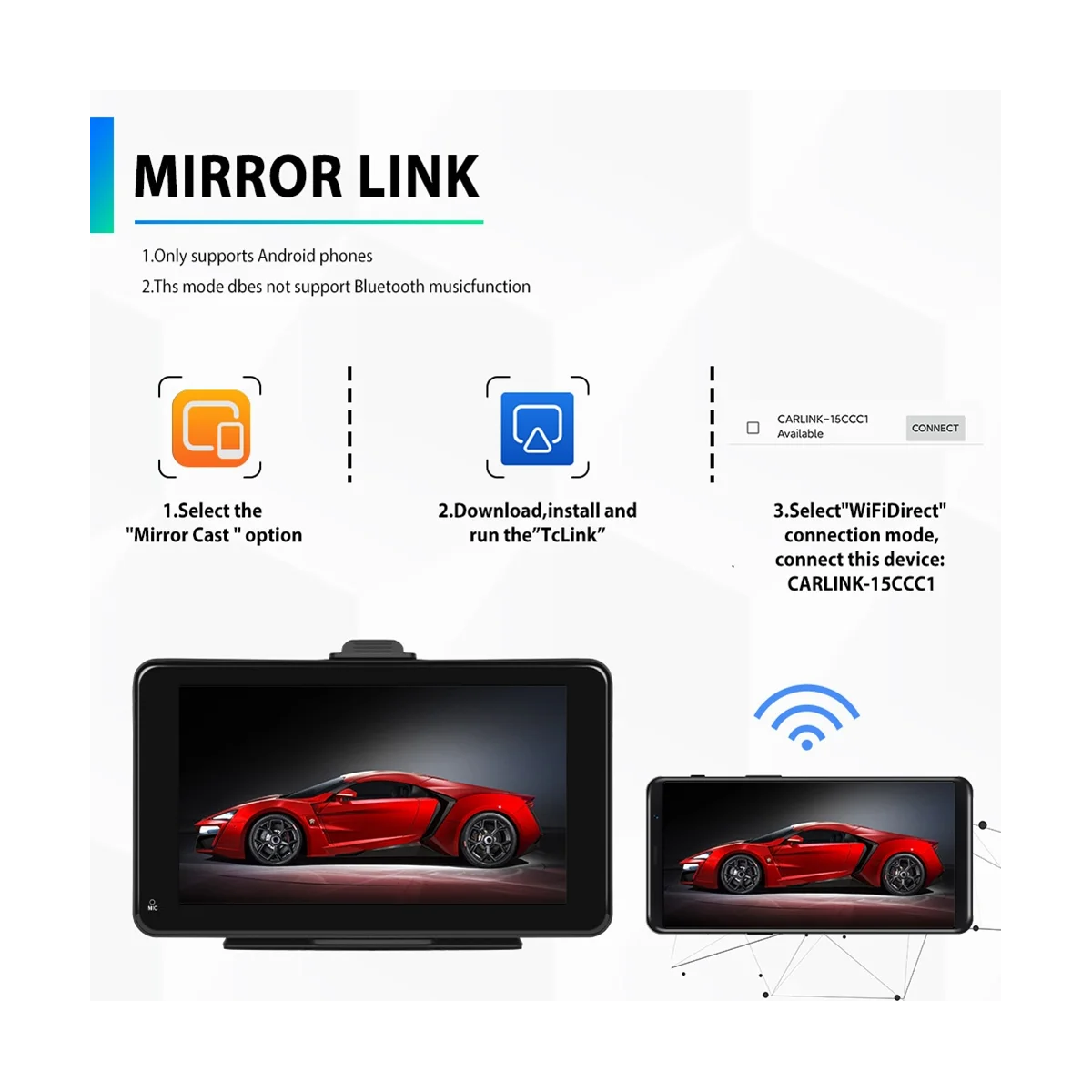 Universal 7inch Car Radio Multimedia Video Player Wireless Carplay and Android Auto Touch Screen Bluetooth Mirror Link