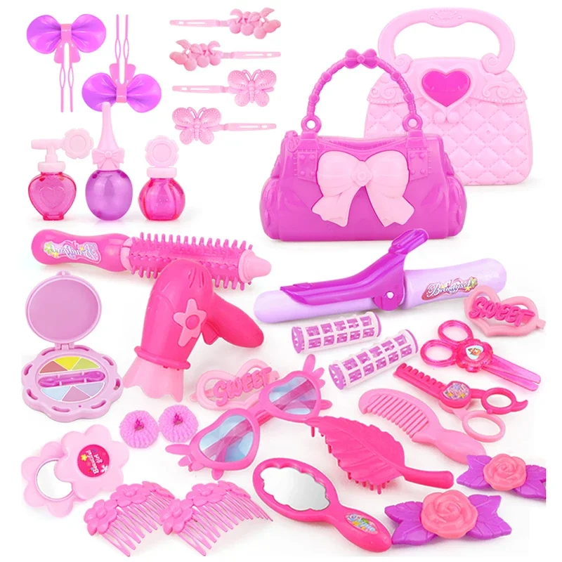 Kid Make Up Toys Pink Make Up Set Simulation Handbag Plastic Toys Children's Dressing Cosmetics Gifts for Girls