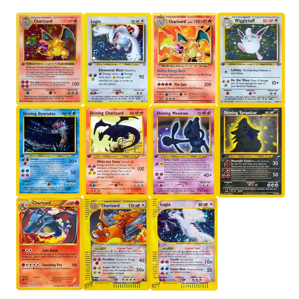 1996 PKMN 1st Edition Base Set Single Flash Cards Shining Charizard Lugia Wigglytuff Game Collection Cards PTCG Proxy Cards