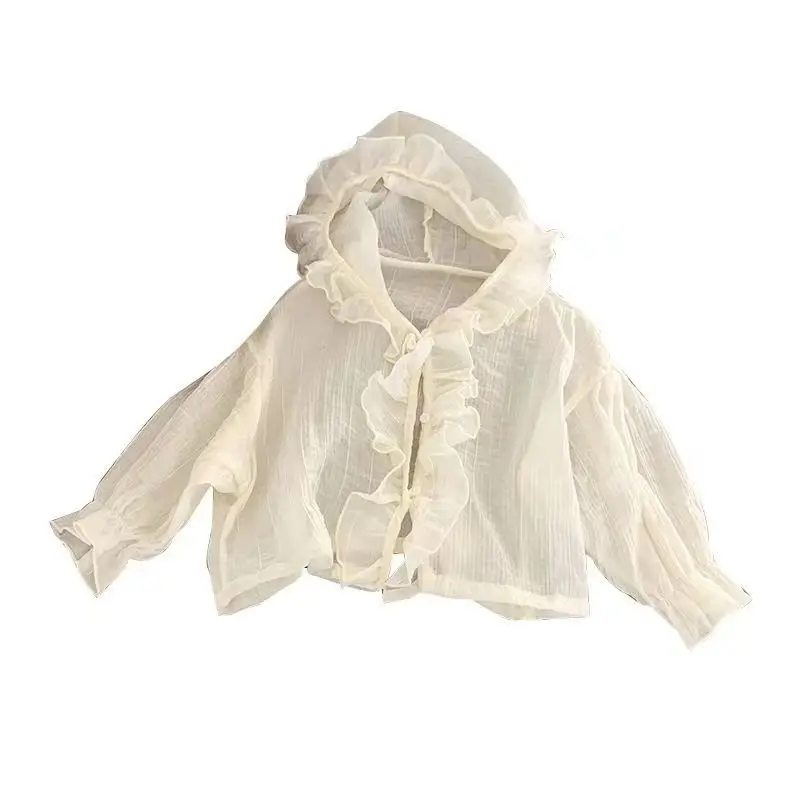 MILANCEL 2024 여름 여아복 자외선 차단 셔츠 코트, 1-5 Y 후드 가디건, 얇은 스타일, 어린이 에어컨 셔츠