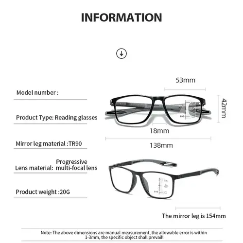 TR90 Anti-blue Light Multifocal Reading Glasses Men Women Progressive Near Far Eyewear Ultralight Sports Farsight Eyeglasses - Image 6