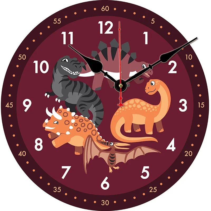 

Большие часы с мультипликационным динозавром на заказ, домашний декор для гостиной, круглые настенные кварцевые настольные часы, украшение для стен в спальню