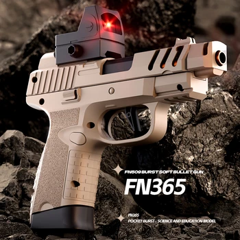 Mini Toy Gun FN365 Shell Throwing Pistol Continuous Firing Soft Bullet Launcher Airsoft Black Gun Empty Hanging Model For Boys