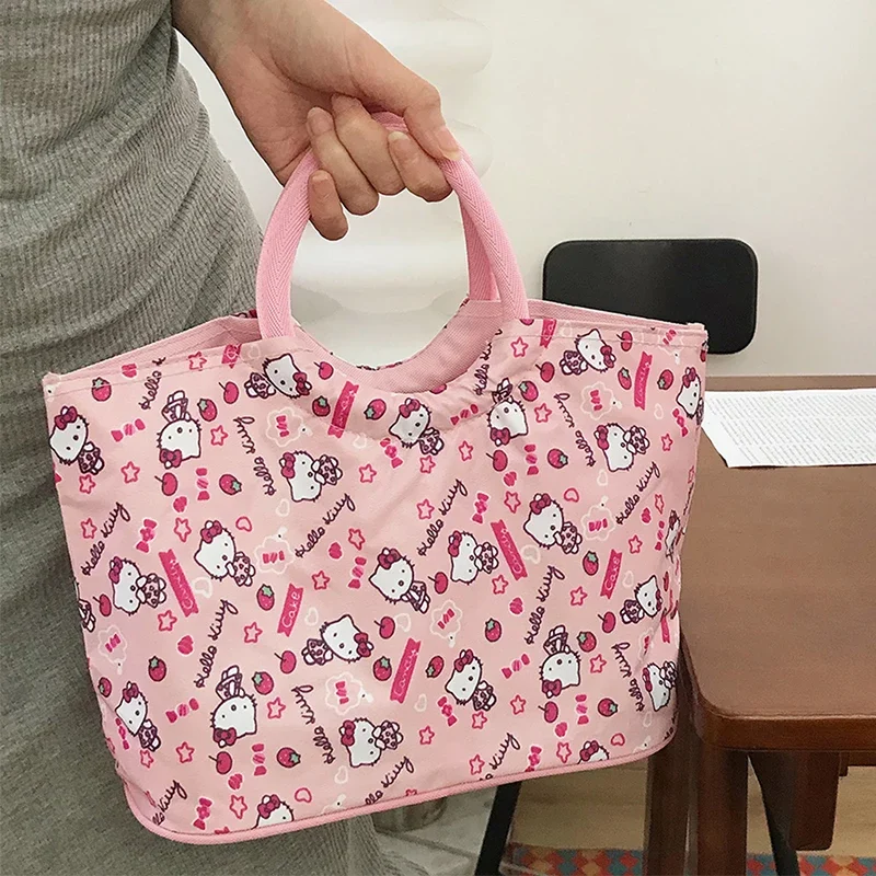 

Cartoon Sanrios HelloKitty Handbags Storage Bag Kawaii Large Capacity Tote Bag Shopping Mommy Bags Gifts Cosmetic Storage Bag