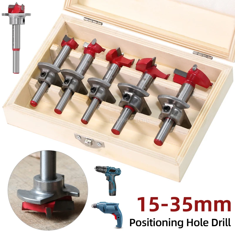 

Hinge Hole Opener 15-35mm Woodworking Carbide Drill Bits Set Adjustable Positioning Hole Saw Kit Wood Hole Opener for Wood Work